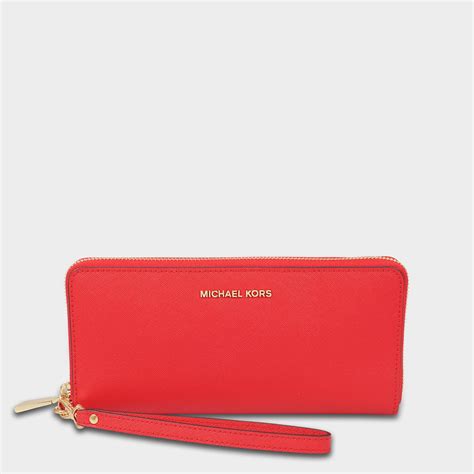 michael kors red and white wallet|Michael Kors bright red wallet.